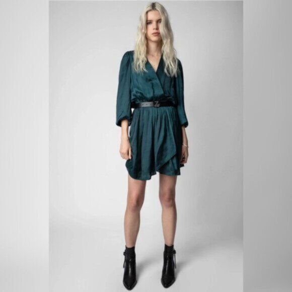 NWT Zadig & Voltaire Peacock Mini Long Sleeve Dress - Picture 1 of 16